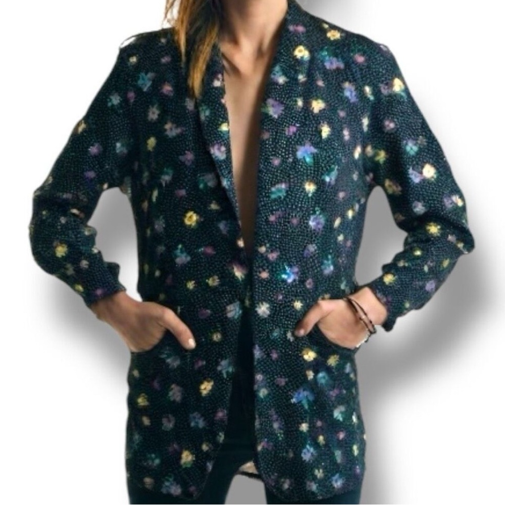 Vintage Liz Sport Floral Polka Dot Boyfriend Oversized Blazer, size L
